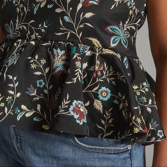 NWT - Anthropologie Flounce Jacquard Peplum Waist Side Zip Top​​​​​​​​​​​​​​ - Picture 3 of 5